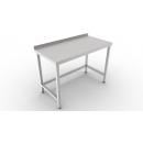 Stainless steel worktable with connected legs, backsplash 600