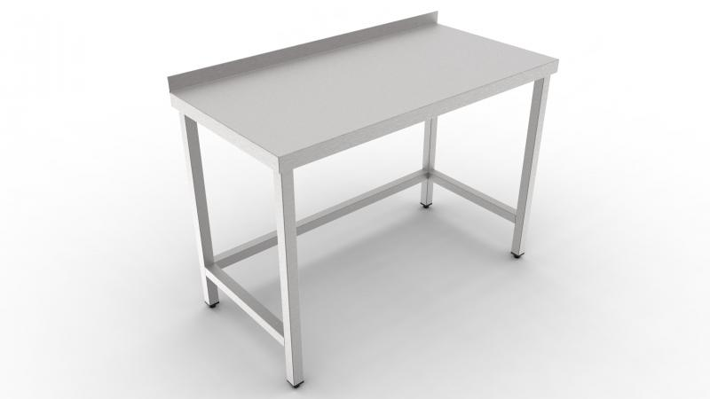 400x700x850 | Stainless steel worktable with connected legs, backsplash