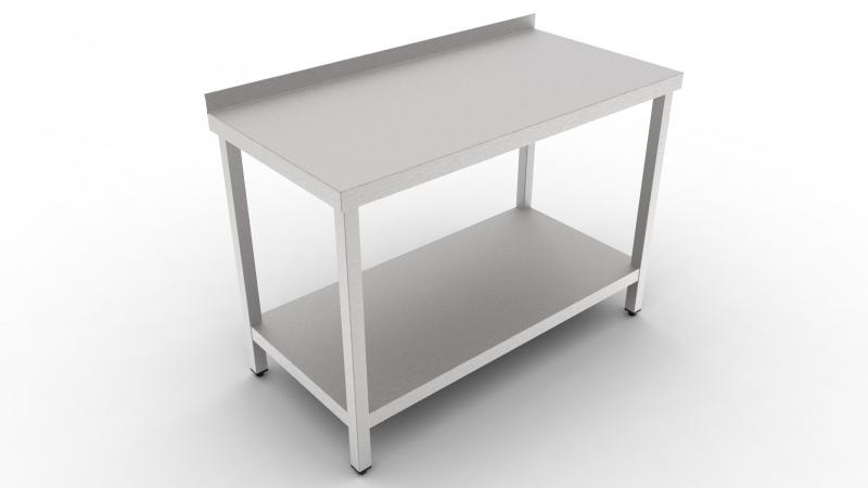 400x600x850 | Nerezový pracovný stôl s lemom a spodnou policou