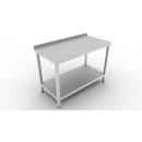 Stainless steel worktable with a shelf and backsplash 600