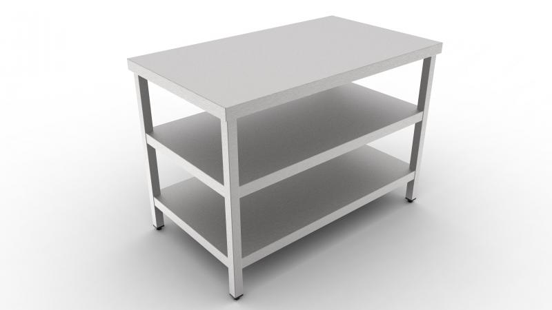 400x600x850 | Nerezový pracovný stôl s 2 policami