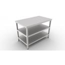 Stainless steel worktable with 2 shelves 600