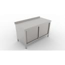 600-series | Stainless steel storage table with sliding door and backsplash