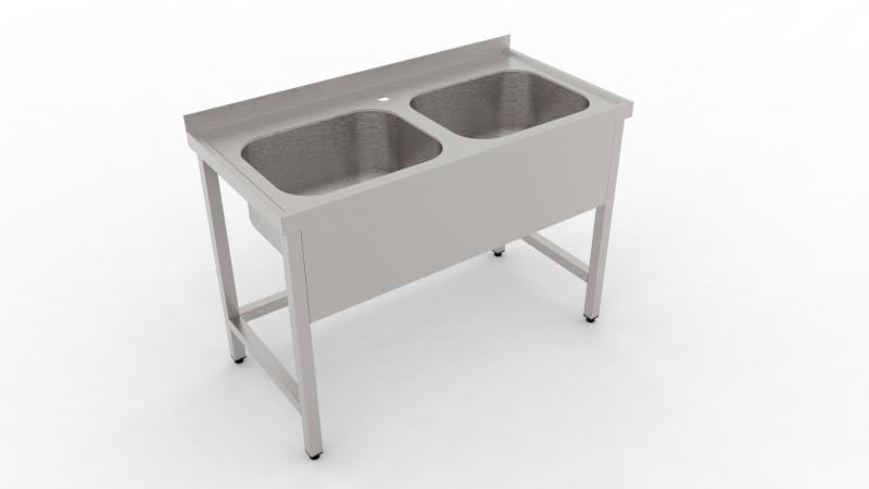 1400x600 | Stainless sink with 2 pools