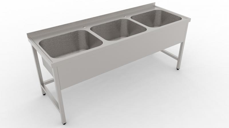 1700x600 | Stainless sink with 3 pools