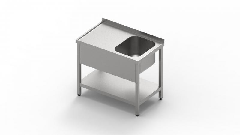 900x600 | Nerezový pracovný stôl s drezom a policou