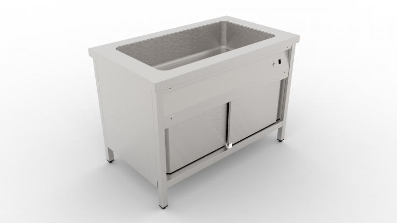 GN 2/1 | Bain marie with cover and sliding door