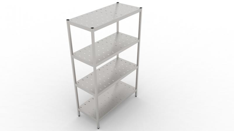 1000x400x2000 | Stainless storage rack with perforated shelf