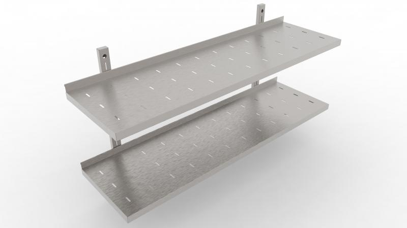 1300x300 | Stainless steel 2-level adjustable perforated shelf