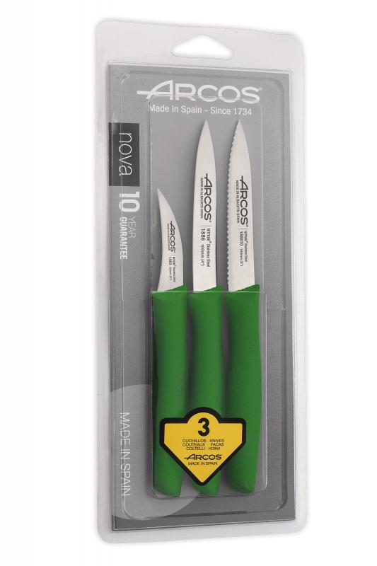 ARCOS NOVA | Green paring knife set 3 pcs