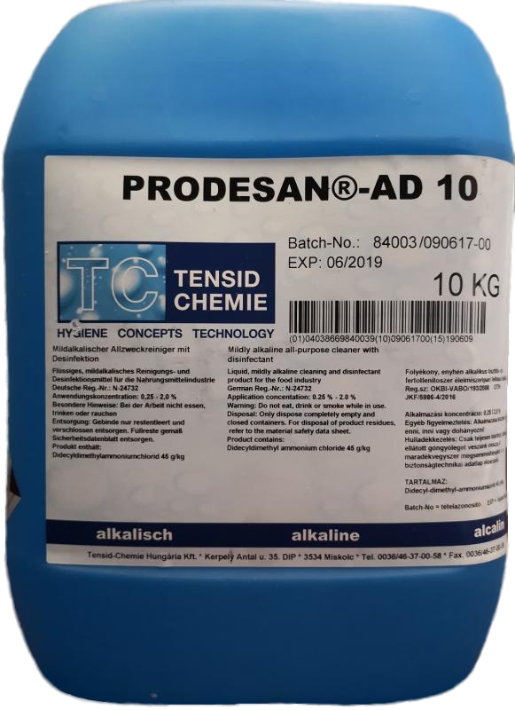 PRODESAN-AD 10 - Alkaline disinfecting detergent for use in the food industry