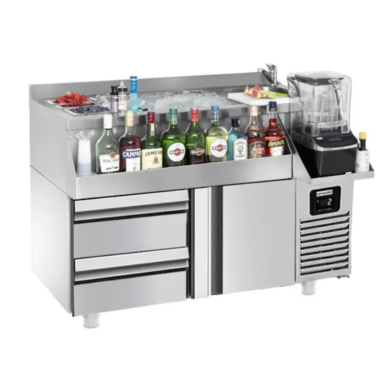 BGKF150#SBBGKF12 | Bar cooling table with 1 door and 2 drawers