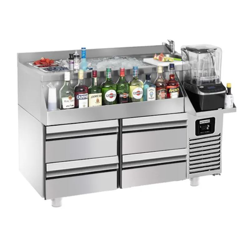 BGKF150#2#SBBGKF12 | Bar cooling table with 4 drawers