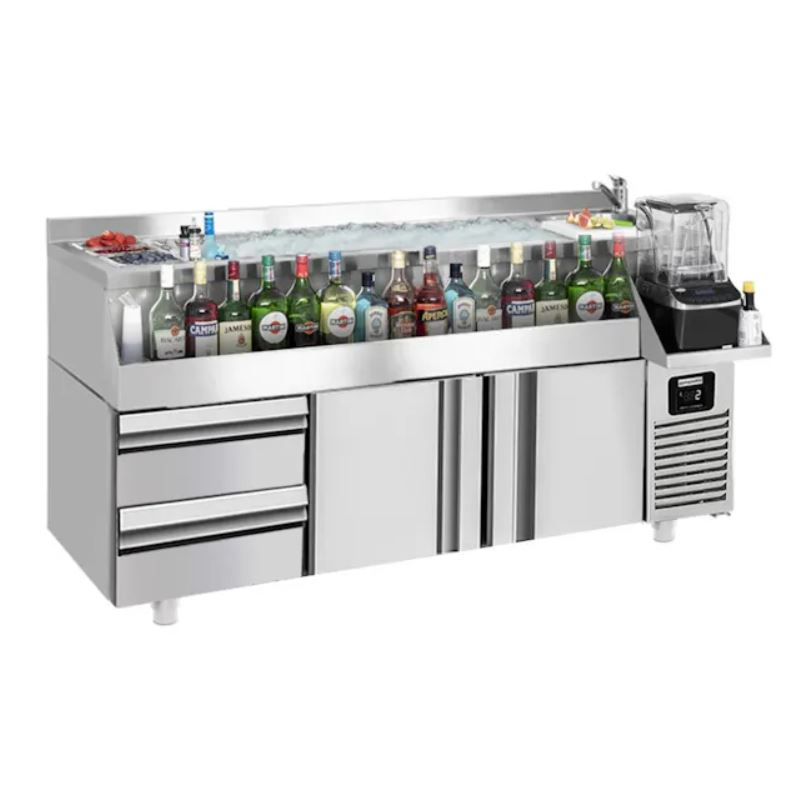 BGKF235#SBBGKF12 | Bar cooling table with 2 doors and 2 drawers