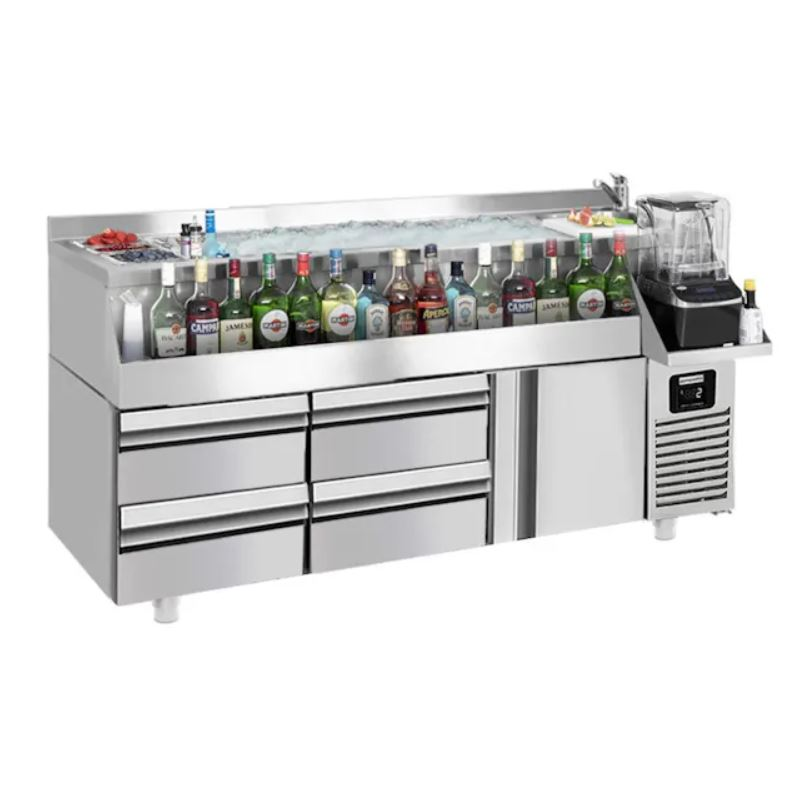 BGKF235#2#SBBGKF12 | Bar cooling table with 1 door and 2 drawers