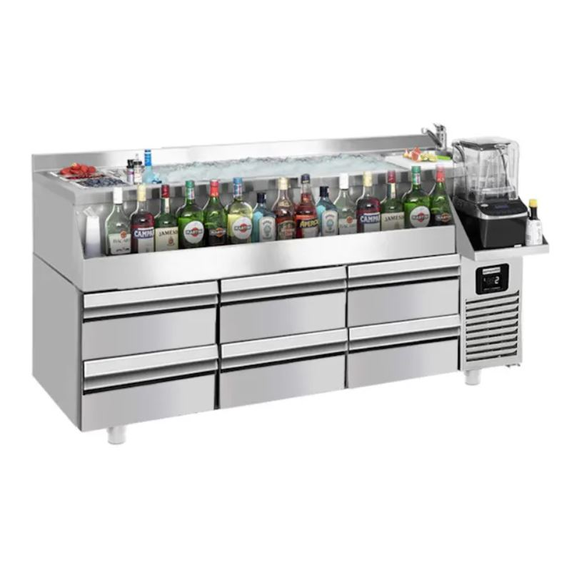 BGKF235#3#SBBGKF12 | Bar cooling table with 6 drawers