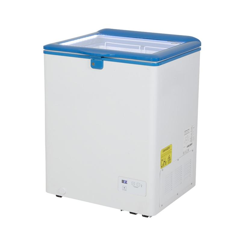 GCFC100 | Chest Freezer with glass lid and two flexible wire baskets - white/blue