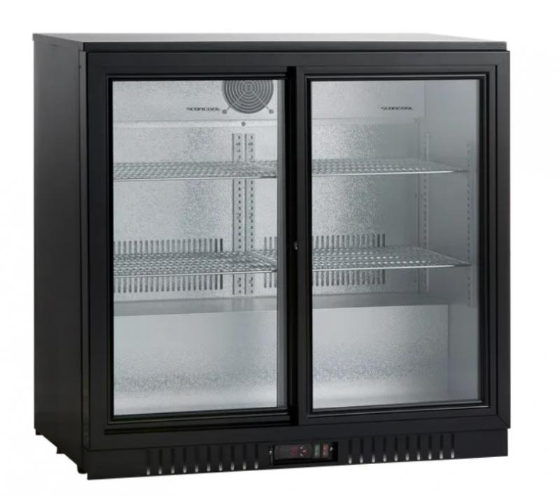 BB211SLBB | Two-door refrigerator with sliding glass doors