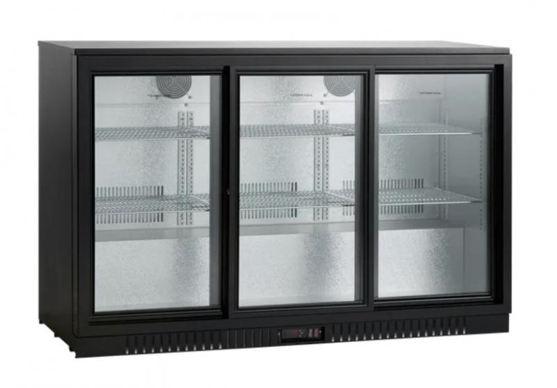BB311SLBB | Trojdverová vitrínová chladnička s posuvnými dverami 